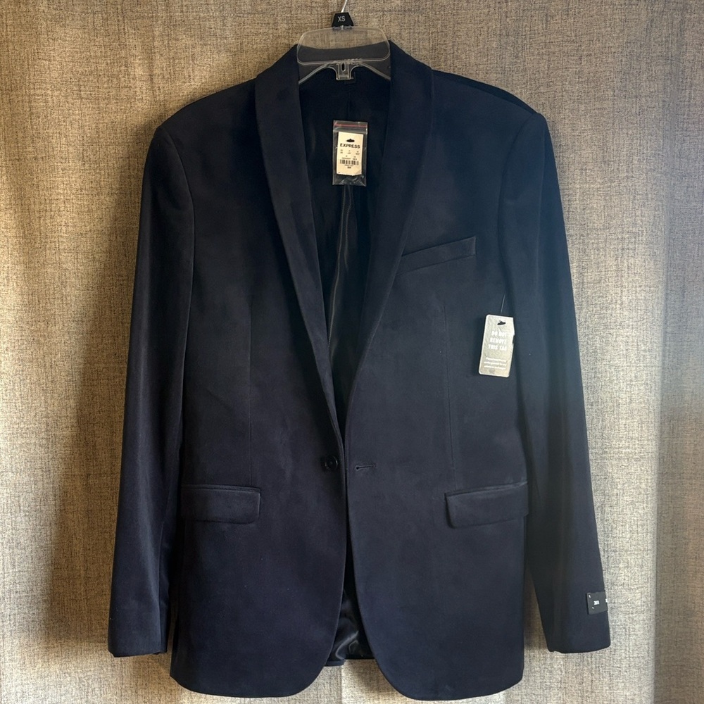 NWT New Men's Express Navy Velvet Slim Fit Suit Jacket - Picture 6 of 6